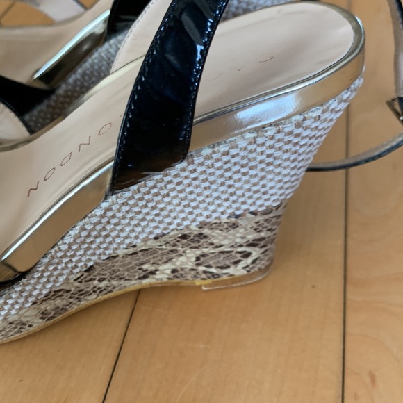 Sacha London Yvette Criss Cross Strap Leather Wedge Sandal Women Size 7 - Picture 9 of 17